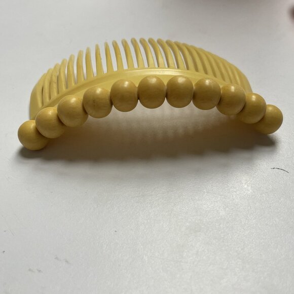 Vintage Unique Decorative Ball Accents Side Hair Comb Yellow main image 5